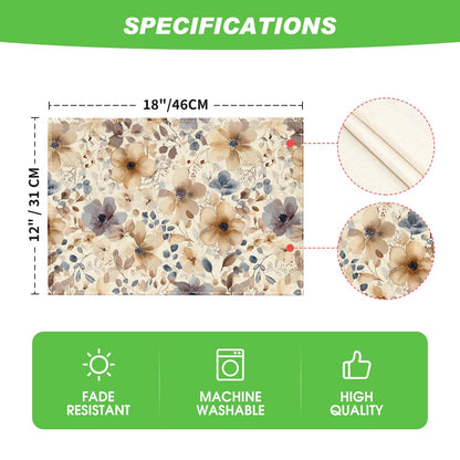 Artoid Mode Poppy Floral Spring Placemats Set of 4, 12x18 Inch Seasonal Summer Holiday Table Mats for Party Kitchen Dining Decoration