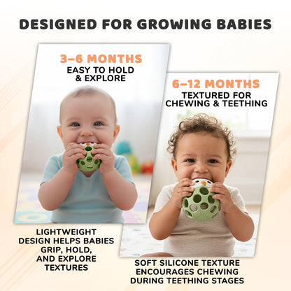 Baby’s Way Teething Toy – Owl Silicone Teether Toy & Rattle Ball for Babies 3–6 Months Toys for 6–12 Months – Baby Teething Relief, Silicone Teethers for Babies