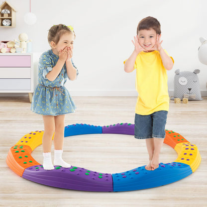 Costzon Wavy Balance Beam for Kids, 20-Piece Toddler Stepping Stones w/Textured Surface & Non-Slip Foot Pads, 180 LBS Weight Capacity, Coordination Blocks Gym Set, Obstacle Course Toys for Girls Boys