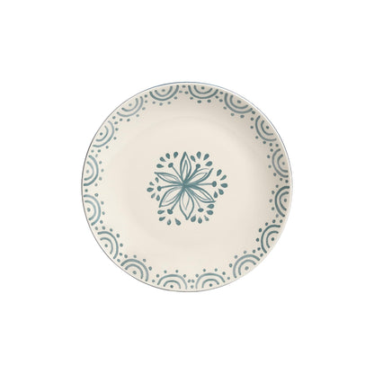 Sango 12-Piece Speckled Stoneware Dinnerware Set for 4- Glossy Plates and Bowls Set with Hand-Painted Floral Pattern, Rustic Ceramic Dish Set, Elegant Dishes for Everyday Dining, Siterra Glazed Garden