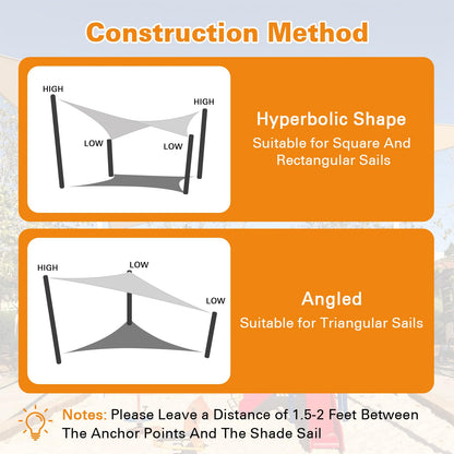 Artpuch 12'X12'X17' Curved Triangle Sun Shade Sail UV Block Mesh 185 GSM Commercial Sliver Grey Outdoor Shade Cover for Backyard, Pergola (Customizable Sizes)