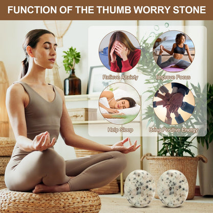 MECCANIXITY 2 Pcs Thumb Worry Stone for Anxiety, Tianshan Blue Stone Relief Crystals Hand Thumb Stones Pocket Gems Natural Polished for Yoga Meditation Relief