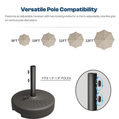 Patio Kingdom Umbrella Base Water Filled Stand 81.5lb Max Capacity Heavy Duty Patio Umbrella Base for Outdoor,Deck,Market,Lawn,Garden