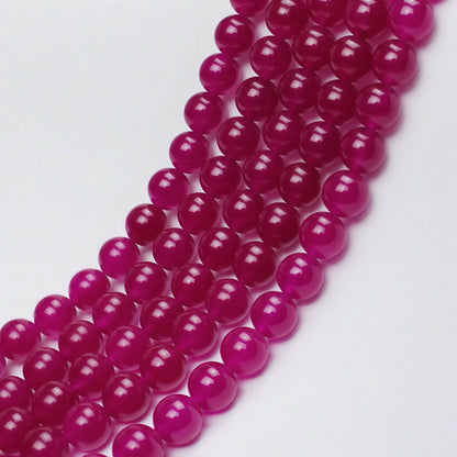 MJDCB Natural Rose Red Jade Round Loose Beads for Jewelry Making DIY Bracelet Necklac (6mm)