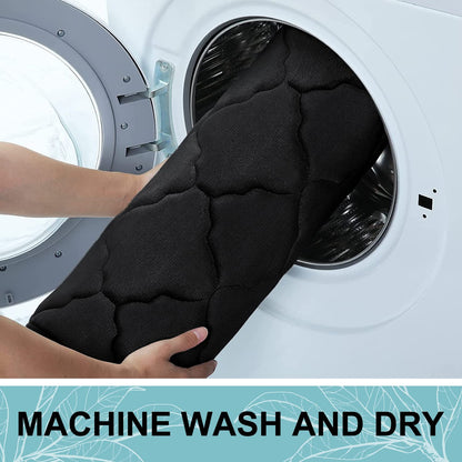 OLANLY Memory Foam Toilet Rugs U-Shaped 24x20, Ultra Soft and Absorbent Bathroom Rugs, Non-Slip, Comfortable, Machine Washable Contour Bath Mat for Toilet Base, Home Decor Accessories, Black