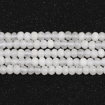2 String 220PCS 3x5mm Natural White Jade Stone Beads for Jewelry Making, Songxi Facted Loose Gemstone Beads for DIY Bracelet Necklace Making Supplies with Energy Healing Chakra Power