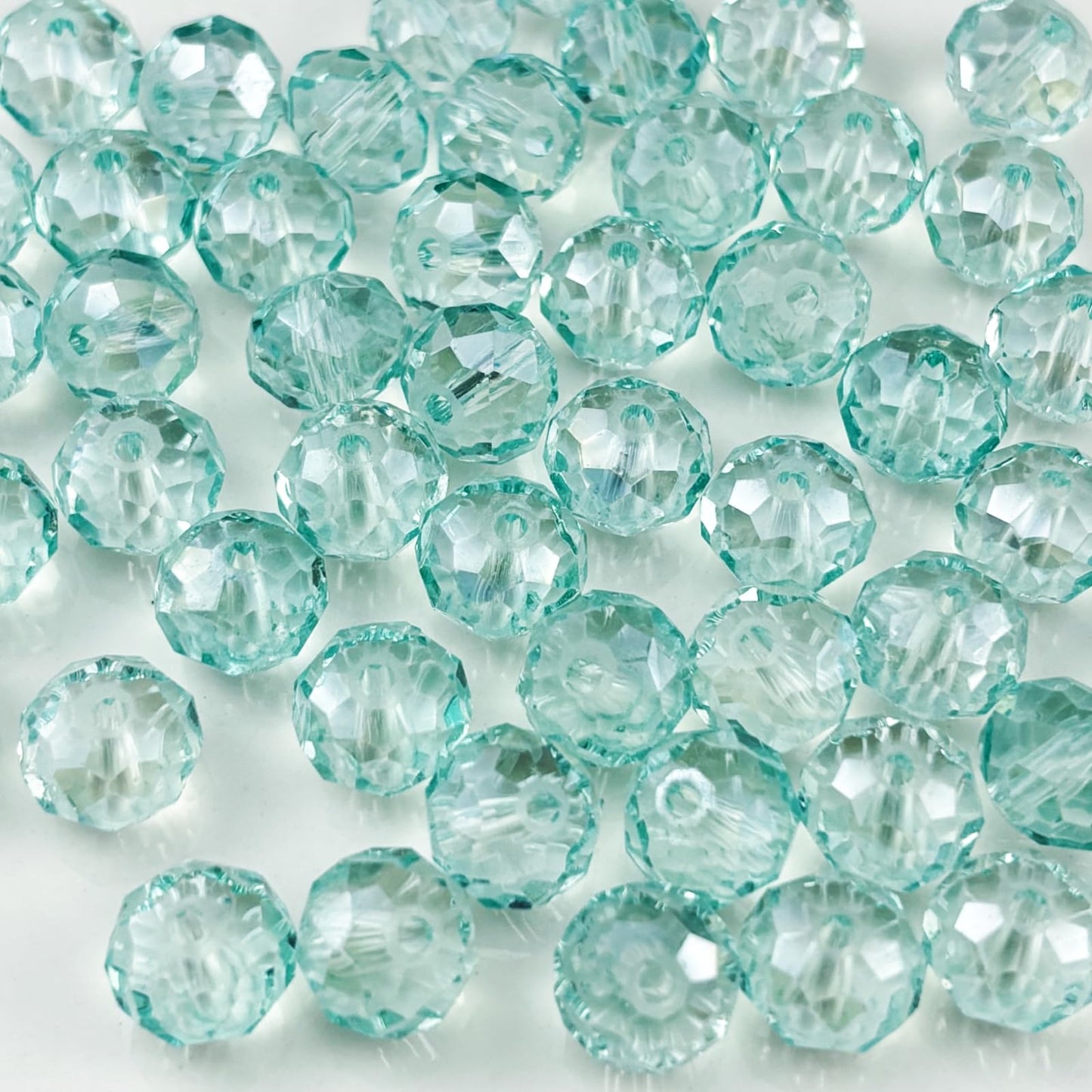 YHYPOCI 100pcs 8mm Crystal Glass Beads for Crafts Faceted Rondelle Glass Beads for Jewelry Making Crystal Spacer Beads for Necklaces Bracelets Earrings DIY Craft(Mint Green AB)