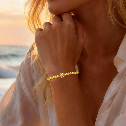 HZDK Beaded Bracelets for Women - 14K Gold Plated Dainty Beaded Bracelets for Women Stackable Charm Bracelet Trend Jewelry Stretch Bead Bracelet Gifts