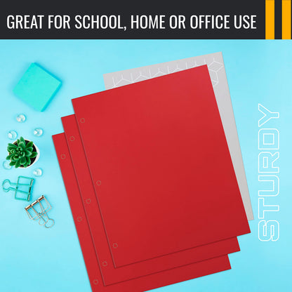 Better Office Products Two Pocket Portfolio Folders, 50-Pack, RED, Letter Size Paper Folders, 50 Pieces, Red