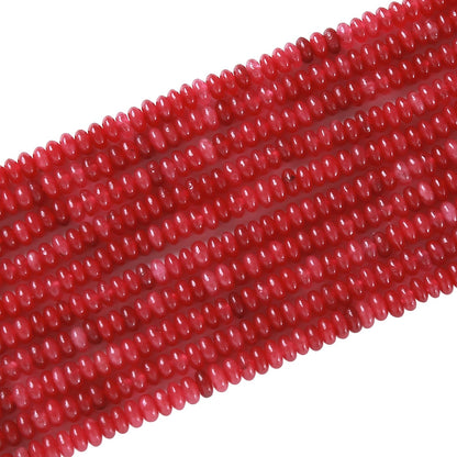 150PCS 2x4mm Natural Red Jade Stone Rondelle Beads Abacus Disk Stone Beads Round Loose Spacer Gemstone for DIY Bracelet Necklace Jewelry Making