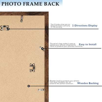 QOTIB 11x14 Picture Frame with 8x10 Mat Deep Brown, Display 8x10 with Mat or 11x14 Without Mat, Wood 11 by 14 Photo Frame, 11 x 14 Frame for Wall Hanging Display, Deep Brown