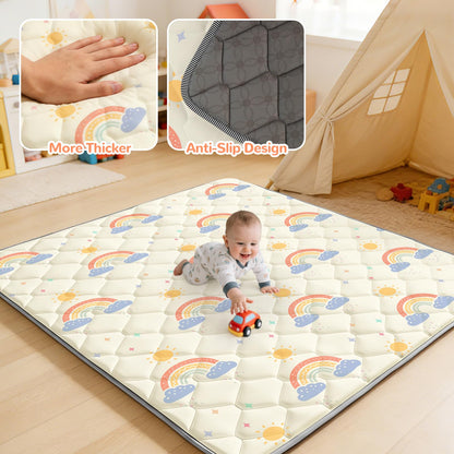 Deeteck 74" x 50" Playpen Mat - Thicken & Soft Baby Play Mats for Floor - Foam Playmats for Babies and Toddlers - Foldable & Washable Baby Activity Mat for Tummy Time & Crawling Non-Slip, Rainbow