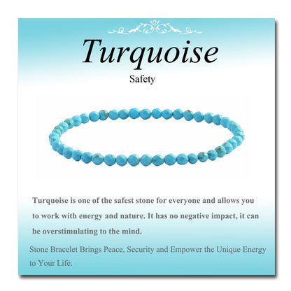MASSIVE BEADS Natural Genuine Gemstone Beads Healing Crystal Chakra Reiki Jewelry Faceted Round Beads Bracelets (Turquoise, 3mm)