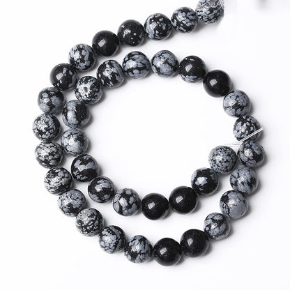 Natural Snowflake Obsidian Beads Round Loose Stone Energy Healing Gemstone Beads for Jewelry Making DIY Bracelet Necklace for Jewelry Making 8mm 45pcs