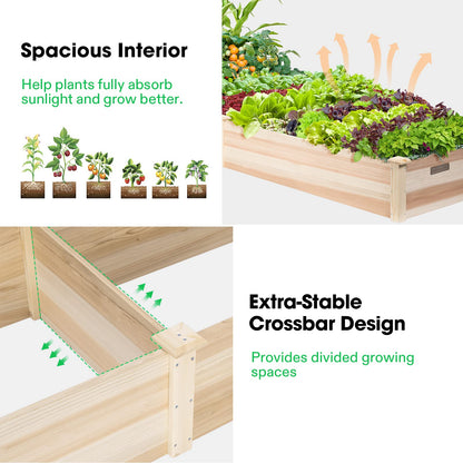 VIVOSUN 8×2Ft Wooden Raised Garden Bed, 97 x 25 x 11 Inches, Outdoor Wood Planter Box with Gloves and a Liner for Garden, Patio, Balcony, Backyard and Outdoors (Pack of 2)