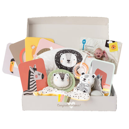 Taf Toys Newborn Developmental Toy Kit, Perfect for Boys and Girls, Includes 12 Essential Boy and Girl Toys for Learning and Stimulation, Ideal New Baby Gift Basket