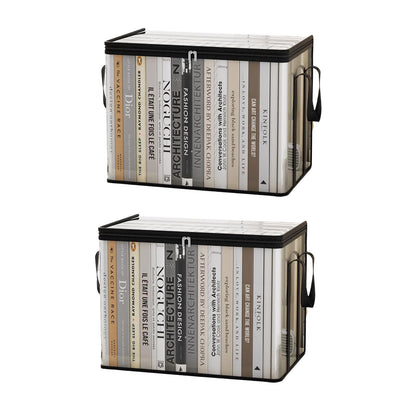 kebit 2 pcs Transparent PVC Book Storage Box, Foldable with Handle, Large Capacity Student or Office Book Organizer