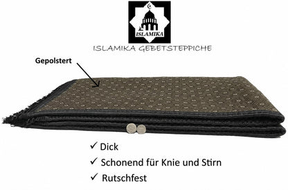 Durable Prayer Rug Muslim Mat Islamic - Luxurious Velvet Prayer Rug Sajadah for Kids Men Women for Eid Travel Ramadan, Soft and Luxury (Black)