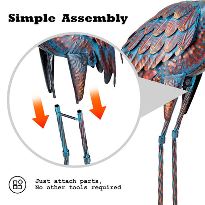 Kircust Garden Crane Statues Patina Heron Decoy, Standing Metal Crane Sculptures Bird Yard Art for Outdoor Decor, 47-48 Inch, Set of 2