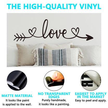 AnFigure Love Quotes Wall Stickers: Inspirational Vinyl Art Couples Wall Decals for Home Bedroom Bathroom Living Room - Love Arrow 25"X7"