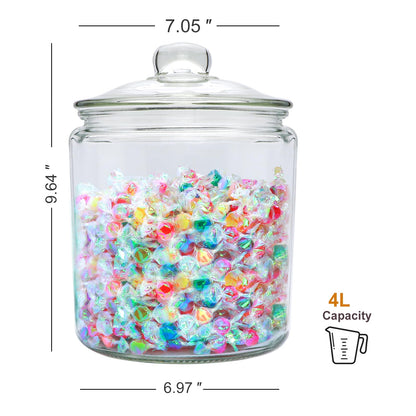Maredash 1 Gallon Glass Canister, Cookie Jar & Candy Jar with Airtight Lid, Large Food Storage Container for Buffet, Coffee & Flour, Laundry Room Storage & Pantry