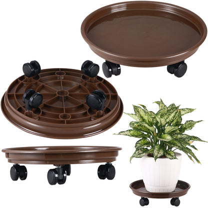 5 Packs Large Plant Caddy with PU Wheels 12" Rolling Plant Stands Heavy-duty Plastic Plant Roller Base Pot Movers Plant Saucers on Wheels Indoor Outdoor Plant Dolly with Casters Planter Tray Coaster