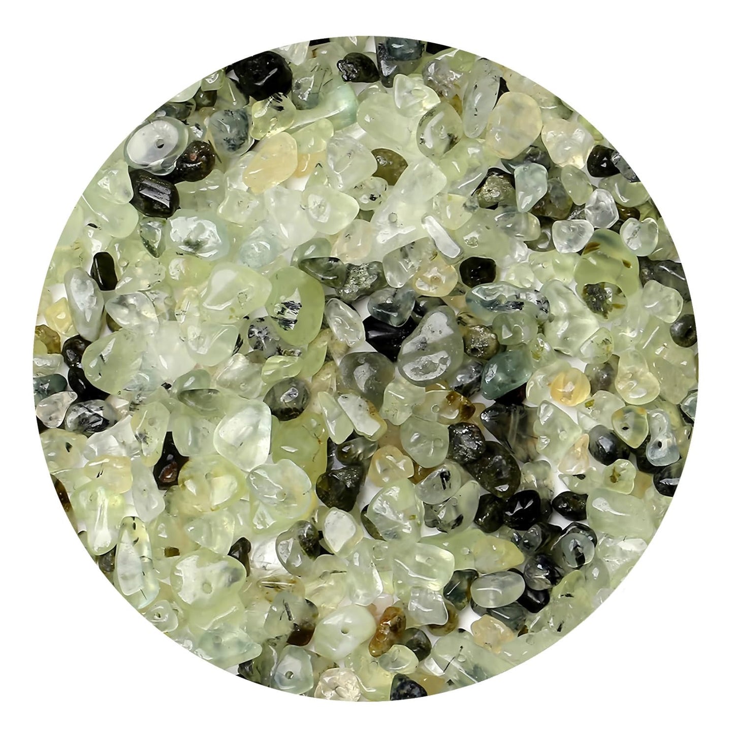 Natural Chip Stone Beads 450pcs Green Prehnite Chips 5-8mm Genuine Real Irregular Healing Crystal Rocks Hole Drilled DIY Loose Gemstone Beads for Jewelry Making Bracelet Earrings Necklace Crafting