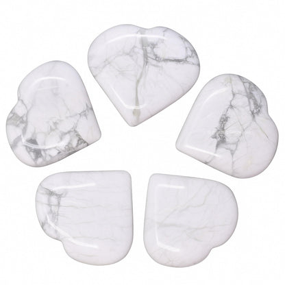 Amazing Gemstone Howlite Stone Heart - Pack of 2 Crystal Heart Stones Rocks - Corazones De Piedra Crystals and Healing Stones Heart Shaped Crystal - Stocking Stuffers Gifts