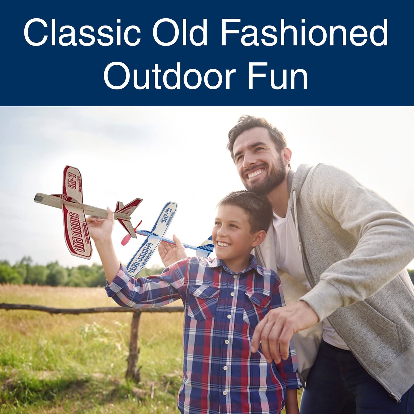 GRANITE MOUNTAIN PRODUCTS Balsa Wood Airplane Kits | Gliders and Propeller Plane Toys Set | Set of 4 Wooden Airplane | 2 Rubberband Powered Propellor Planes and 2 Balsa Wood Glider Planes