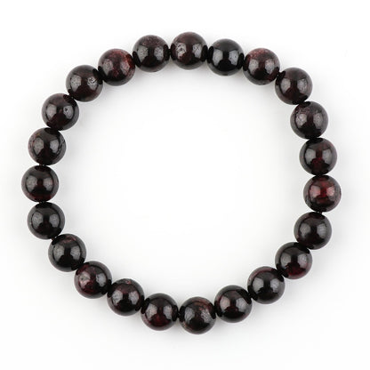 CRYSTALIS Red Garnet Bracelet for Boosting Love Drive-Confidence and Relationship - 8mm Beaded Bracelet for Women Men Unisex - Elastic Adjustable Size