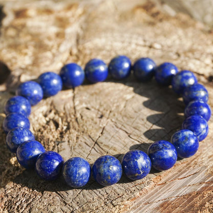 8mm Lapis Lazuli Bracelet | Natural Royal Blue Throat & Third Eye Chakra Crystal Gemstone Beads - Handmade Meditation Protection Jewelry | Beading Tool Kit - Fits for 6.5-7.5" Medium Wrist