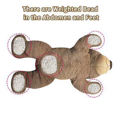 Fiosnow Weighted Stuffed Animals for Adults Brown Bear 3.5lbs 24" Weighted Plush Animals for Kids Throw Pillow Hugging Toys