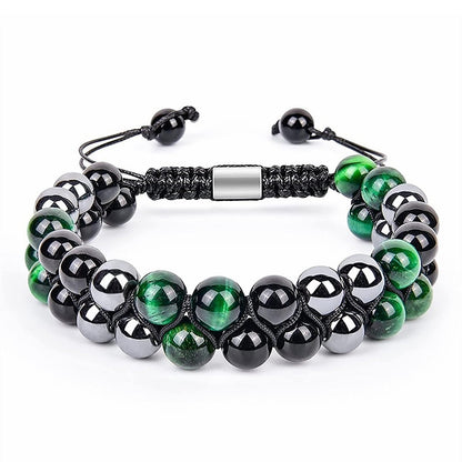 Triple Protection Energy Bracelet, Healing Crystals for Negative Energy Protection, Unisex Amulet with Obsidian, Tiger Eye, and Onyx Stones, Spiritual Jewelry for Men and Women, Healing, Manifestation, and Wellness(8mm Green Tiger Eye Balance Bracelet)