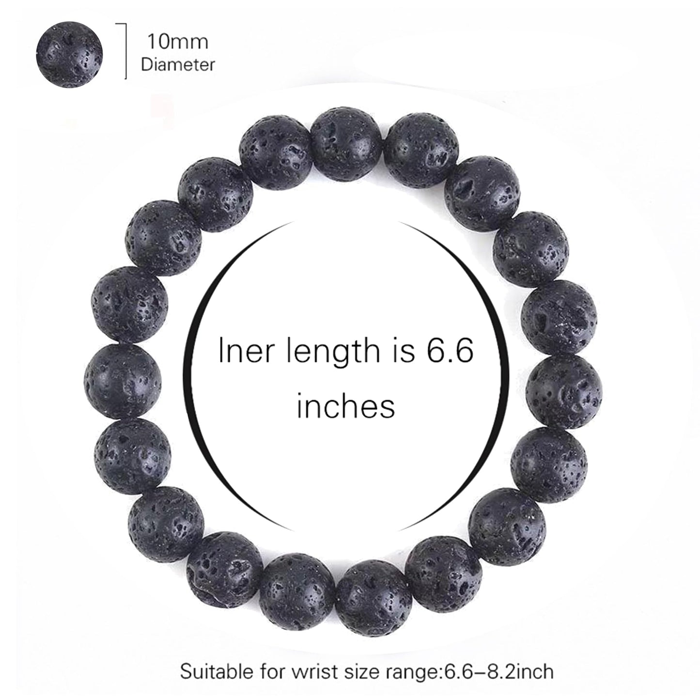 Cryhand Handmade 8mm Beaded Bracelets For Men Protection Bracelet For Women Chakra Feng Shui Stretchy Handmade Lucky Money Stretchy Crystal Bracelets Best Gifts (Lava 1PCS)