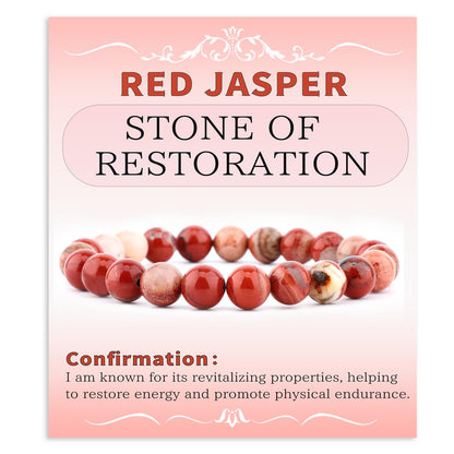 Bymitel 8mm Red Jasper - Handmade Reiki Gemstone Stretch Bracelet, Natural Beauty & Spiritual Essence, Crystal Healing for Unisex Adults