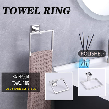 GERZWY Bathroom Hand Towel Holder Polished Stainless Steel Towel Ring for Bath Kitchen Garage Heavy Duty Wall Mounted JG1906-JG