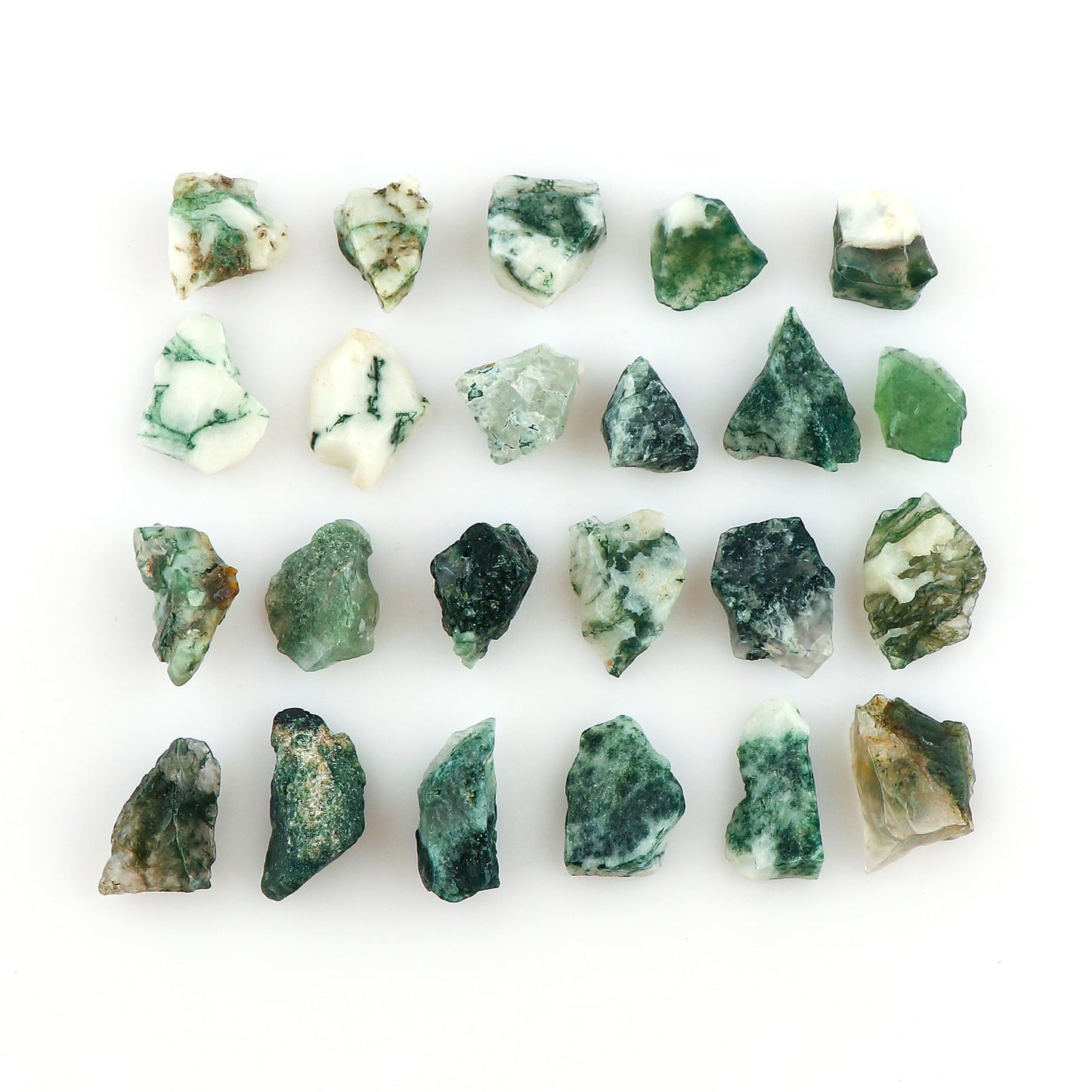 CRYSTALIS 100cts Natural Moss-Agate Polished Raw Crystals, Loose Gemstone Wholesale Bulk Rough Jewelry Making Supply, Chakra And Healing Raw Stones, Wire Wrapping, DIY, Tumbling, Gem Collection