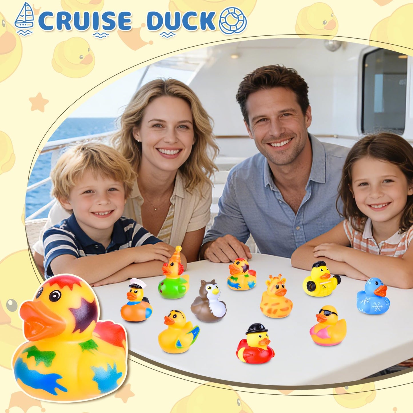 55 Packs Rubber Ducks in Bulk Assortment Car Ducks for Ducking, Small Rubber Duckies for Toddler Baby Bath Toys Floater Duck Bath Pool Toys Kids Party Favors with Mesh Carry Bag