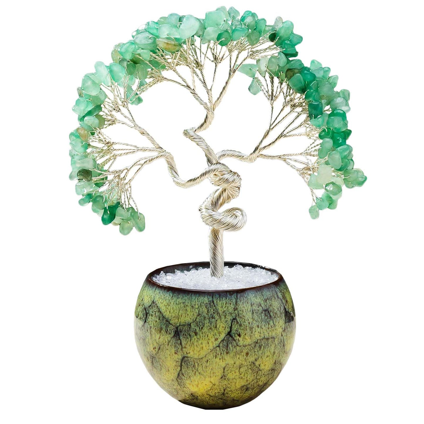Runyangshi Green Aventurine Crystal Tree of Life - 7in Chakra Crystal Money Tree with 297 Natural Healing Crystal Gemstone for Feng Shui, Luck, Balancing Energy Home Decor & Spiritual Gift