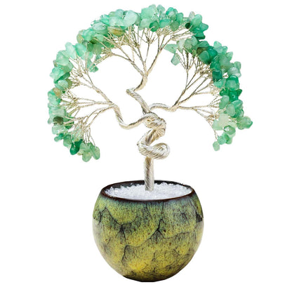Runyangshi Green Aventurine Crystal Tree of Life - 7in Chakra Crystal Money Tree with 297 Natural Healing Crystal Gemstone for Feng Shui, Luck, Balancing Energy Home Decor & Spiritual Gift