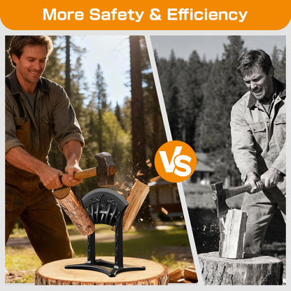 Poffattr Firewood Kindling Splitter for Wood, Heavy Duty Cast Iron Wood Splitters for Firewood with No Axe, Manual Log Splitter for Kindling Wedge Point with Safety Cover
