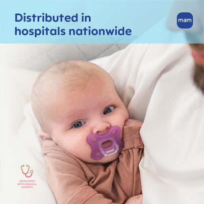 MAM Comfort Baby Pacifier 0-3 Months, Specially for Smaller Newborn Mouths, Lightweight One-Piece BPA-Free Silicone,Easy to Clean, Best for Breastfed Babies, 4 Pk, Made in Europe