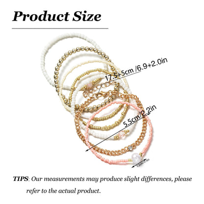 Harry and Henry Gold Beaded Bracelets for Women Gold Pearl Elegant Stackable Bracelets Set Trendy Jewelry Gifts Birthday Valentines Day Gifts for Women
