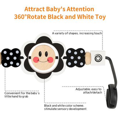 iGRATENS Baby Bjorn Bouncer Toy Bar, Toy for Baby Bouncer Soft & Bliss, Easy to Attach and Remove, Child-Friendly Materials, Exciting Design for Curious Babies, Black and White Flowers