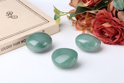 QINJIEJIE 1.6-2.0" Green Aventurine Crystal Polished Rocks 2PCS Healing Crystals Large Tumbled Stones Gem Stones for Energy Witchcraft Meditation DIY Decoration Gifts