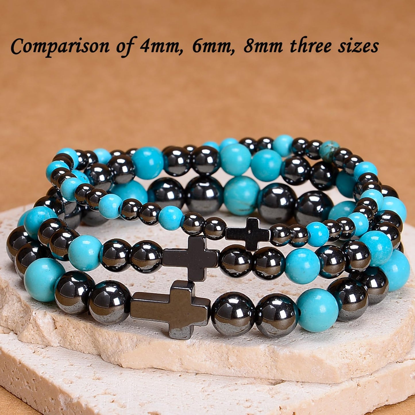 CHCCOYE 6mm Natural Healing Gemstone Bracelet Handmade Yoga Stretch Elastic Bracelet Stress Relief Crystal Jewelry for Men and Women (6mm FAITH)