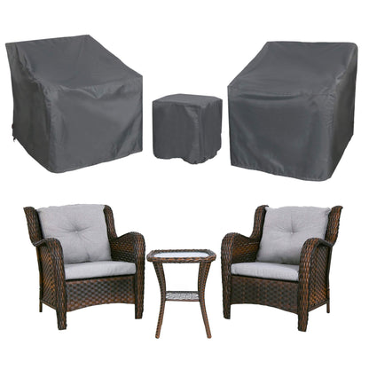 Baner Garden Patio Furniture Covers,Outdoor Furniture Cover Waterproof,Patio Furniture Set Covers for 3 Piece Outdoor Bistro,Patio Sofa Covers Set for 2 Chairs and Coffee Table,Grey