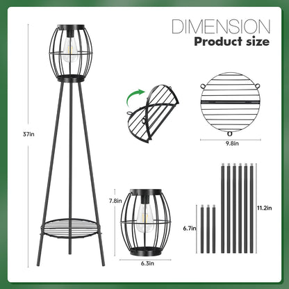 FQIIL 2 Pack Solar Lights Outdoor with Plant Stands, Solar Floor Lamp, Solar Powered Street Light Metal Tripod Deck Lights, Patio Decor for Garden Yard Pathway Driveway Porch