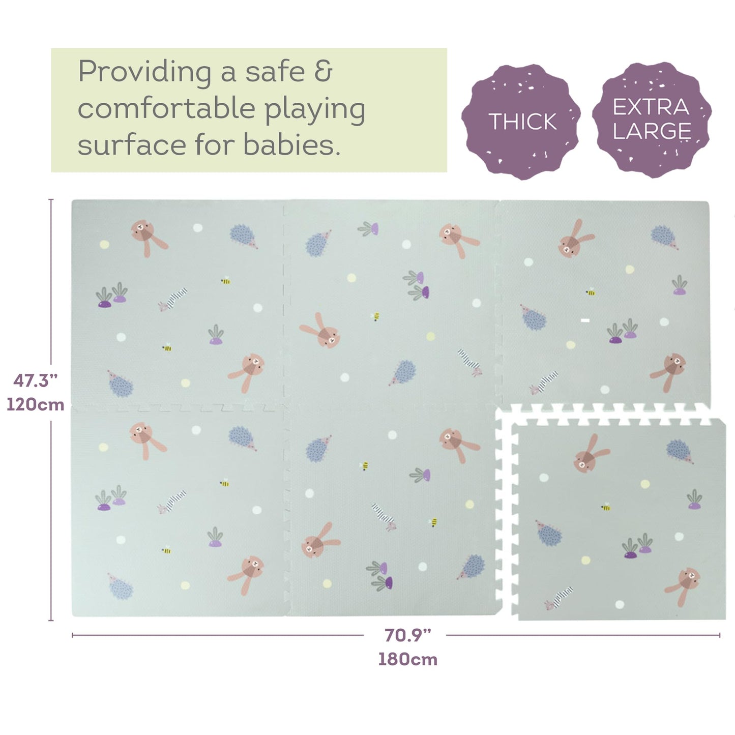 Taf Toys Baby Play Mat - Play Pen Tummy Time Mat & Crawling Mat Foam Play Mat for Baby with Interlocking Floor Tiles 72x48 Inches Puzzle - Baby Floor Mat Infants & Toddlers (X-Large)