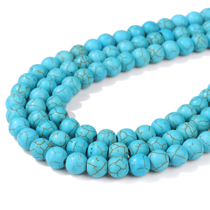 Risyfjew 50PCS 8mm Natural Turquoise Beads Gemstone Round Loose Beads for Jewelry Making Chakra Crystal Stone Beads for Bracelets Necklace Earrings Making Supplies (50pcs/Strand)